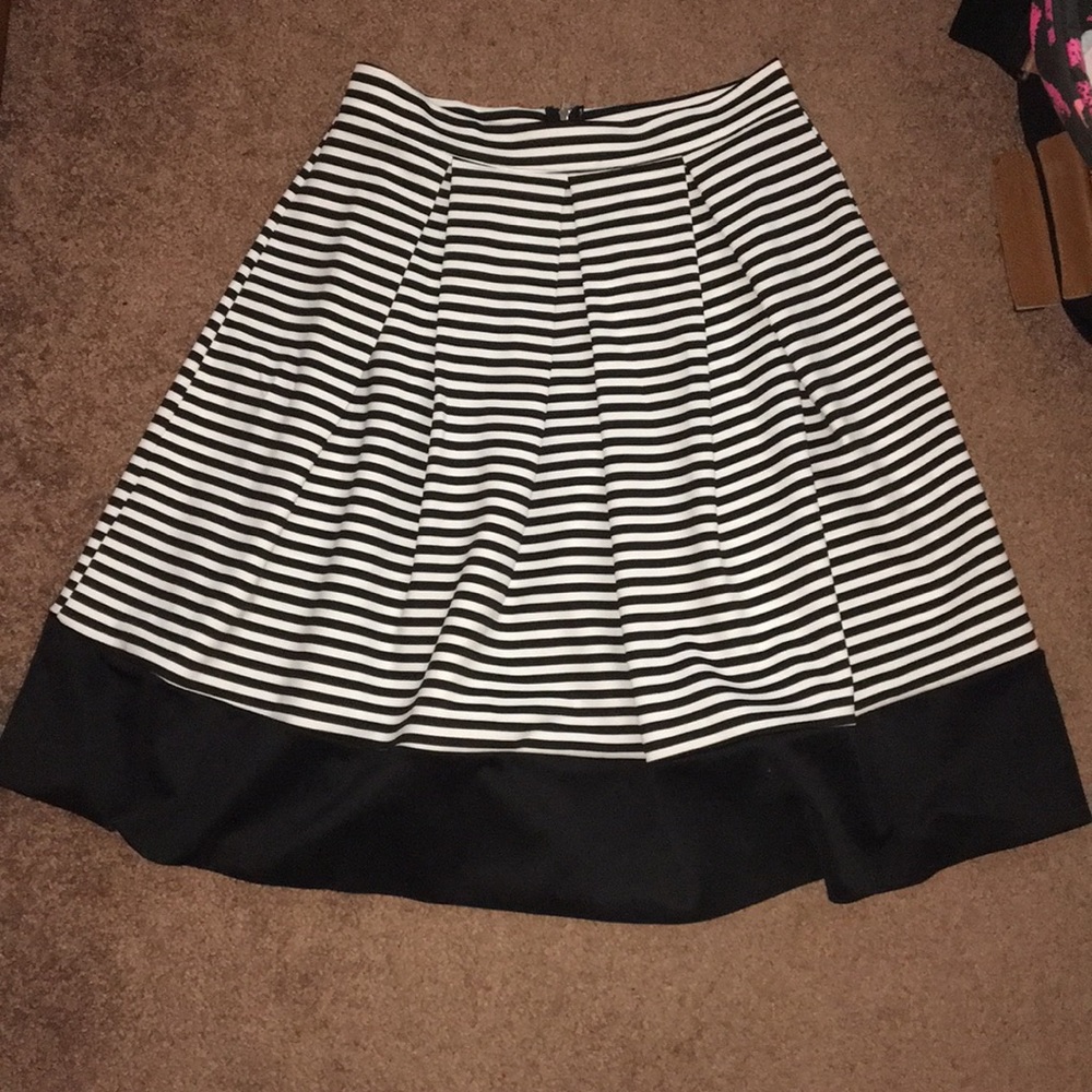Black and white striped midi skirt